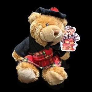 19cm Scottish Piper Hug Me Teddy Bear Soft Toy Traditional Scottish